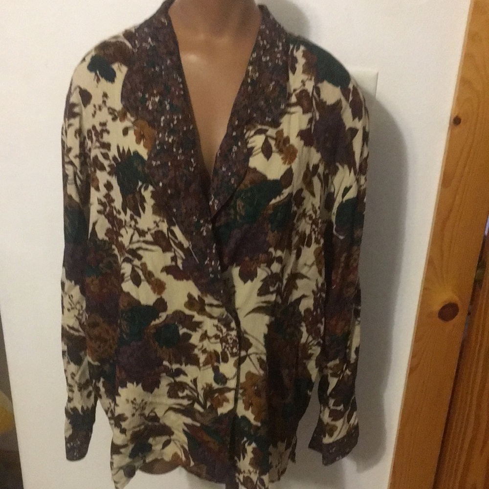 Vintage 80’s 90’s? Options Rayon 4 Button Floral Jacket 1X
